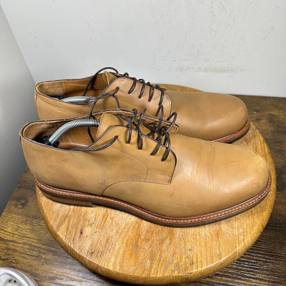 Beckett Simonon Yates Tan Leather Oxford Dress Shoes Mens 13 Plain Toe BKTSN